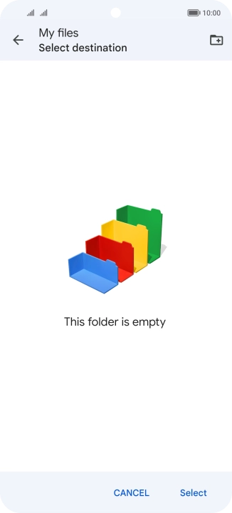 To create a new folder, press the new folder icon and follow the instructions on the screen to create a new folder.