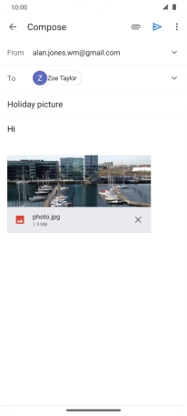 Press the send icon when you've finished your email message.