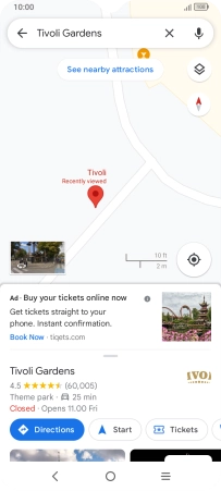 Press the destination at the bottom of the screen.