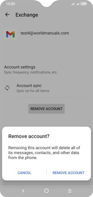 Press REMOVE ACCOUNT.