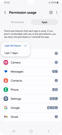 Press the required setting.