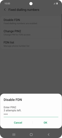 Key in your PIN2 and press OK. The default PIN2 is 1111.