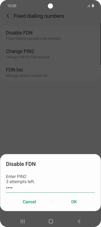 Key in your PIN2 and press OK. The default PIN2 is 1111.
