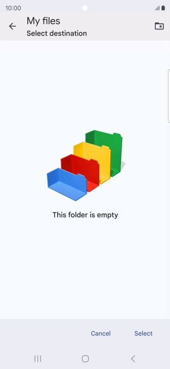 To create a new folder, press the new folder icon and follow the instructions on the screen to create a new folder.