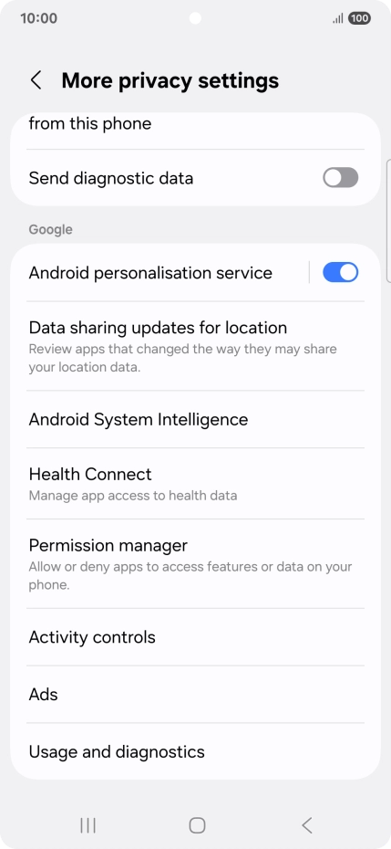 Press Permission manager.