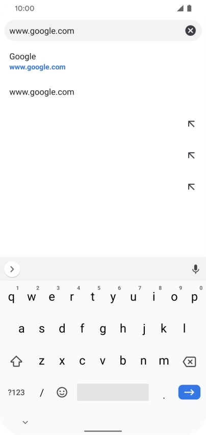 Key in the address of the required web page and press arrow right.