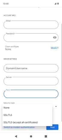 Press the required setting.