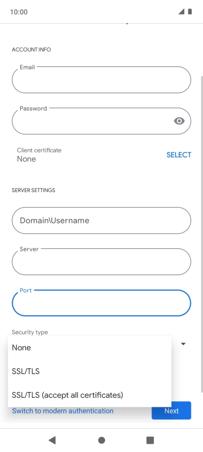 Press the required setting.