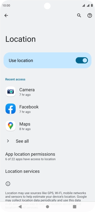 Press App location permissions.