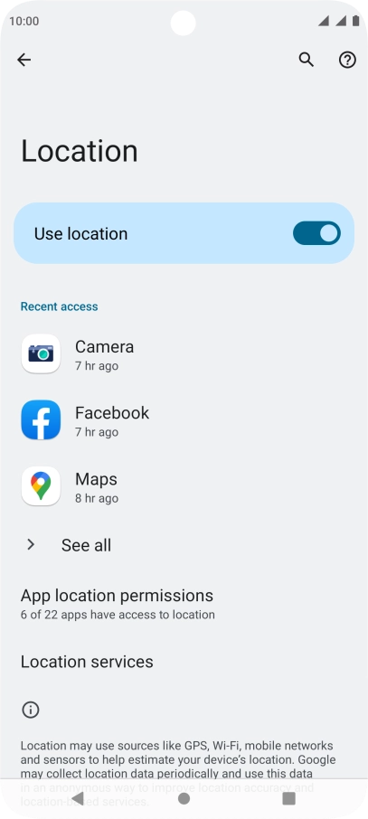 Press App location permissions.