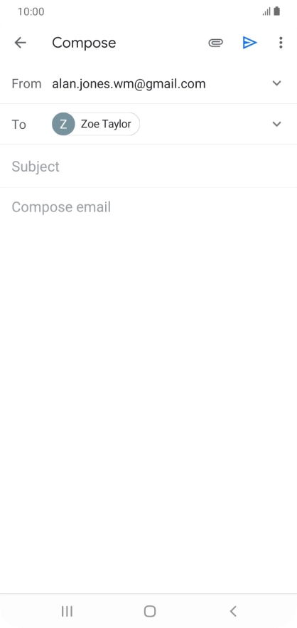 Press Subject and key in the subject for the email message.