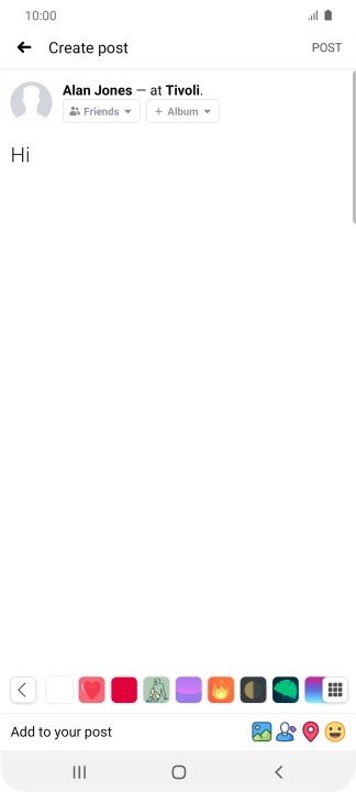 Write the required text and press POST.