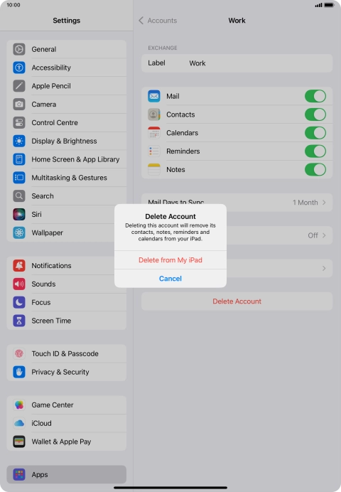 Press Delete from My iPad.