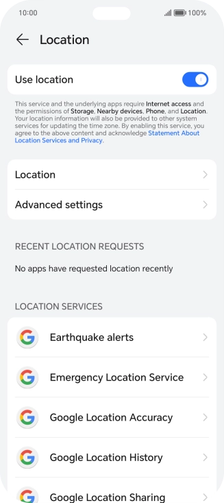 Press Google Location Accuracy.