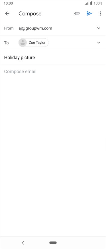 Press the text input field and write the text for your email message.