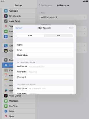 Press IMAP.