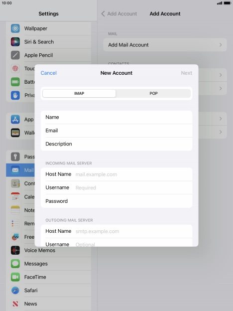 Press IMAP.