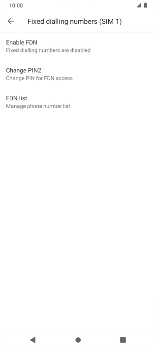 Press Enable FDN to turn on fixed dialling.