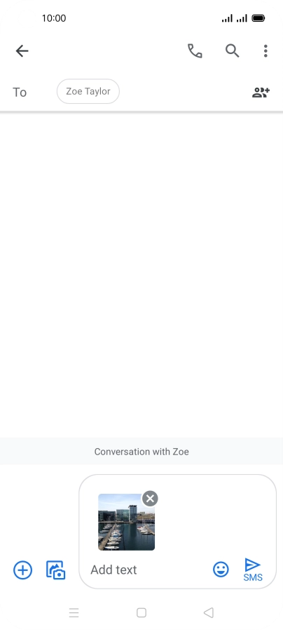 Press the text input field and write the text for your picture message.