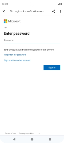 Press Password and key in the password for your email account.