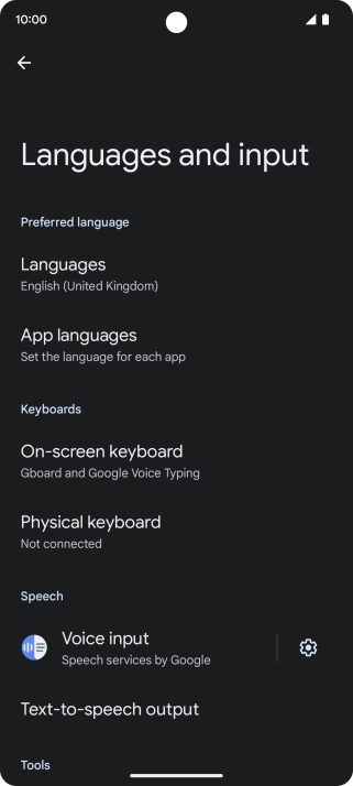 Press Languages.