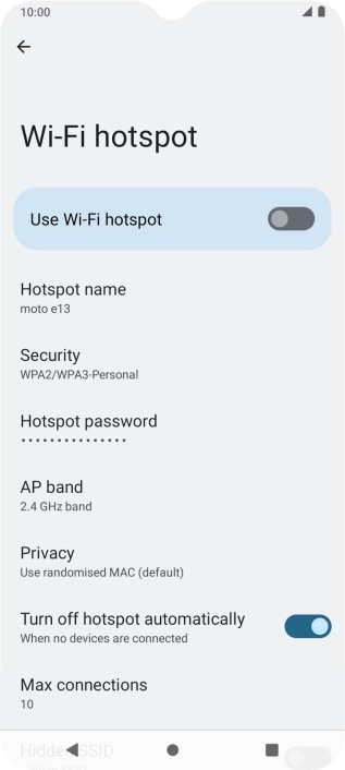 Press Hotspot name.