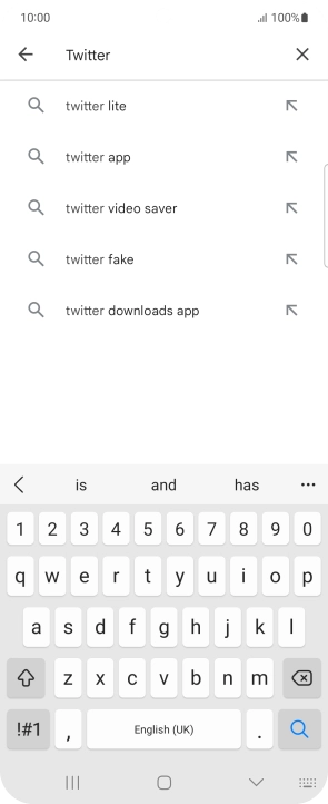 Key in Twitter and press the search icon.