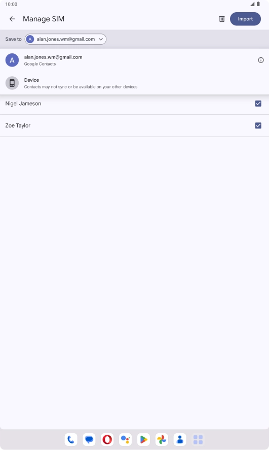 Press the required Google account.
