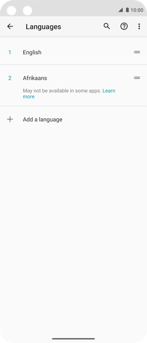 To select the new language as the default language, press the move icon next to the required language and drag it to the top of the list.