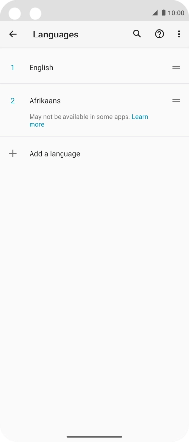 To select the new language as the default language, press the move icon next to the required language and drag it to the top of the list.