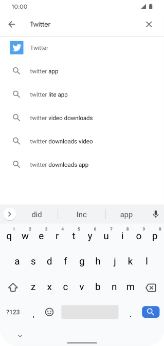 Key in Twitter and press the search icon.