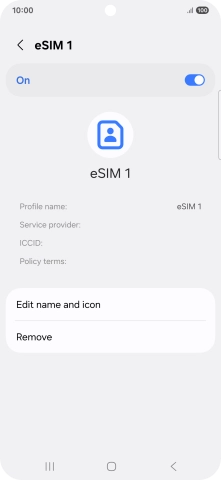 Press Remove and follow the instructions on the screen to delete your eSIM.