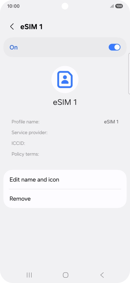 Press Remove and follow the instructions on the screen to delete your eSIM.