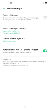 Press Personal Hotspot Settings.