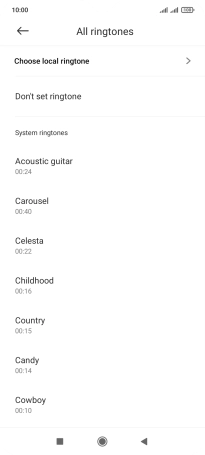 Press Choose local ringtone and go to the required folder.