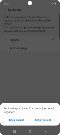To select the new language as the default phone language, press Set as default.