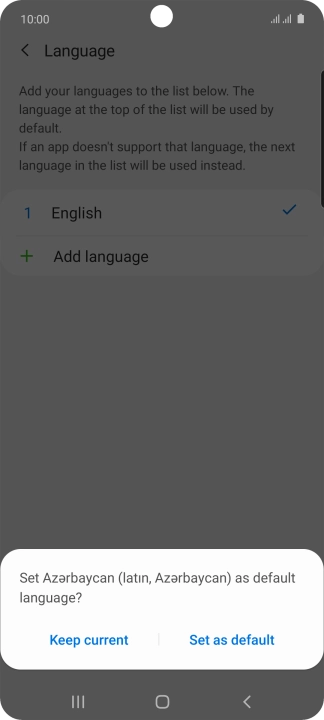 To select the new language as the default phone language, press Set as default.