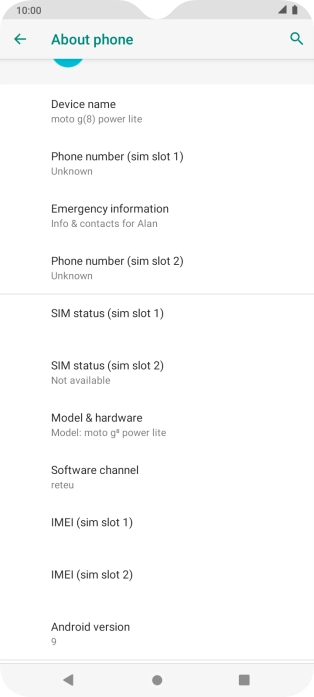 Your phone's software version is displayed below Android version.