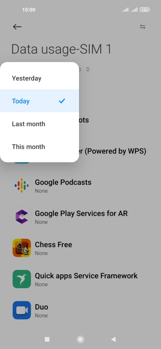 Press the required setting.