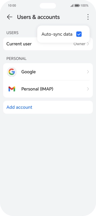 Press Auto-sync data to turn the function on or off.