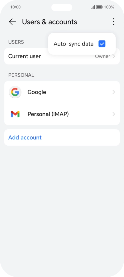 Press Auto-sync data to turn the function on or off.