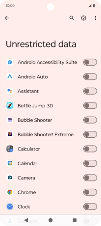 Press the indicators next to the required apps to turn the function on or off.