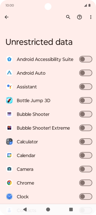 Press the indicators next to the required apps to turn the function on or off.
