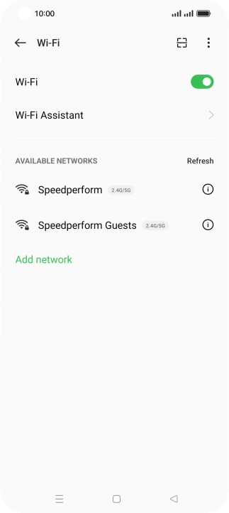 Press the required Wi-Fi network.