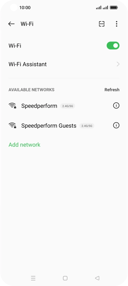 Press the required Wi-Fi network.