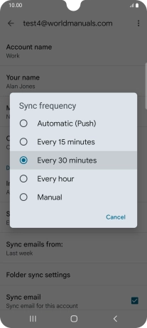 Press the required setting.