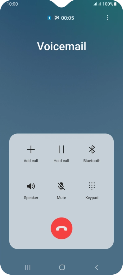 Press the end call icon.