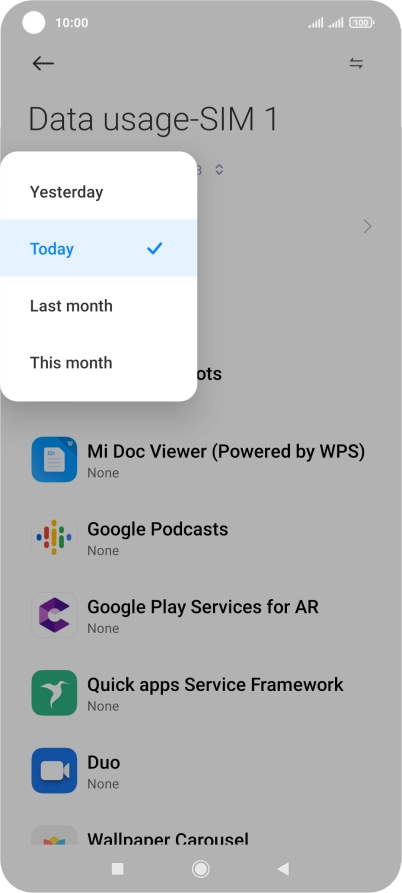 Press the required setting.