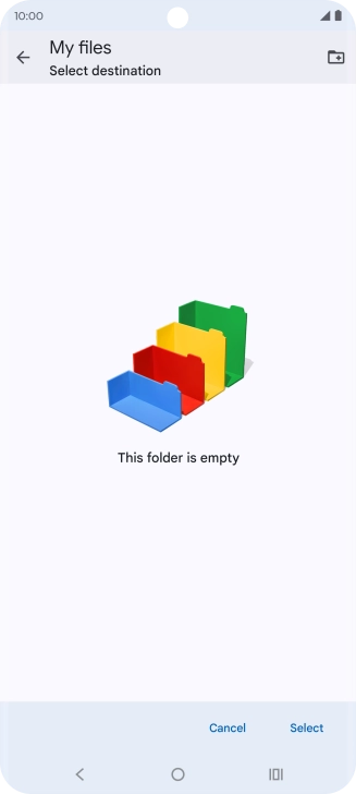 To create a new folder, press the new folder icon and follow the instructions on the screen to create a new folder.