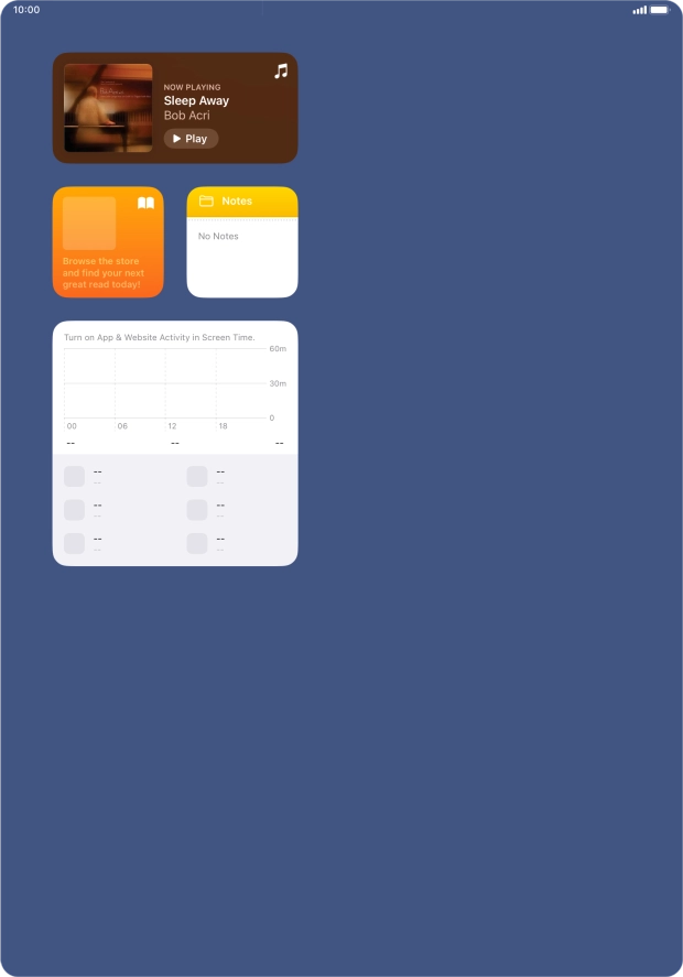 Slide your finger up or down on the screen to see more widgets.